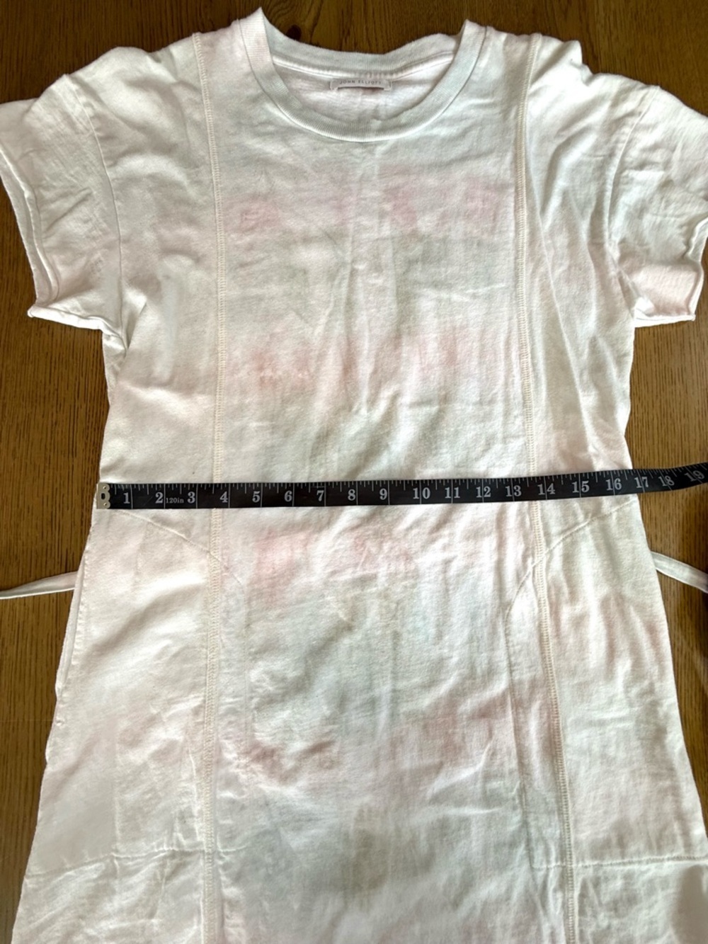 John Elliott Pastel Tie Dye T Shirt Dress Tie Waist Pink White Size S - Picture 5 of 16